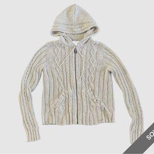 American Eagle cable knit zip hoodie 100% cotton